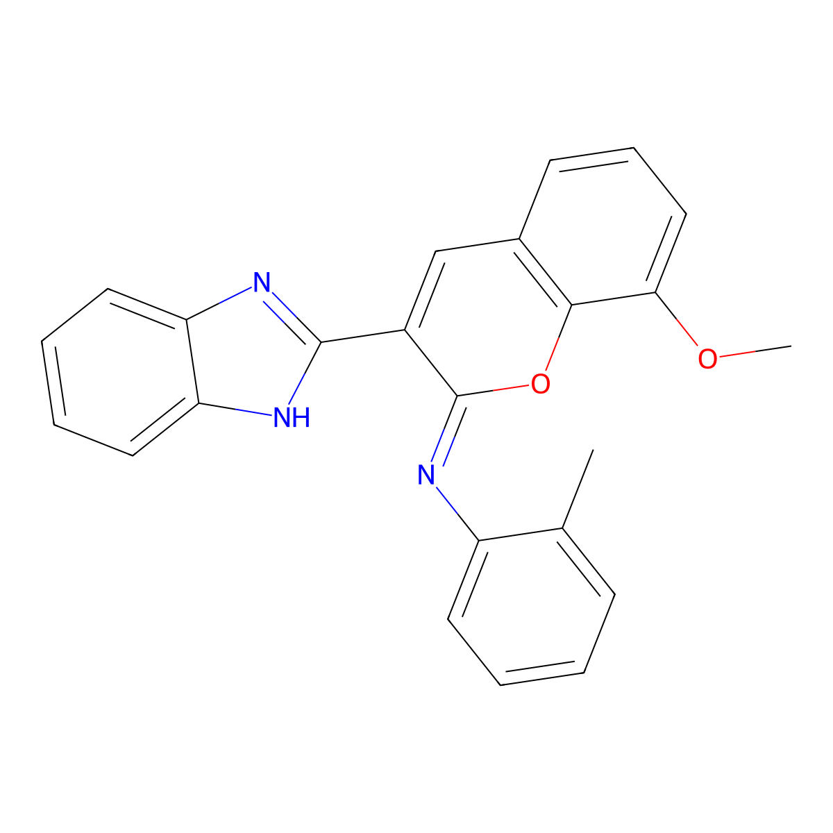 N-[(2Z)-3-(1H-benzimidazol-2-yl)-8-methoxy-2H-chromen-2-ylidene]-2-methylaniline molecular structure, CAS 313956-51-3