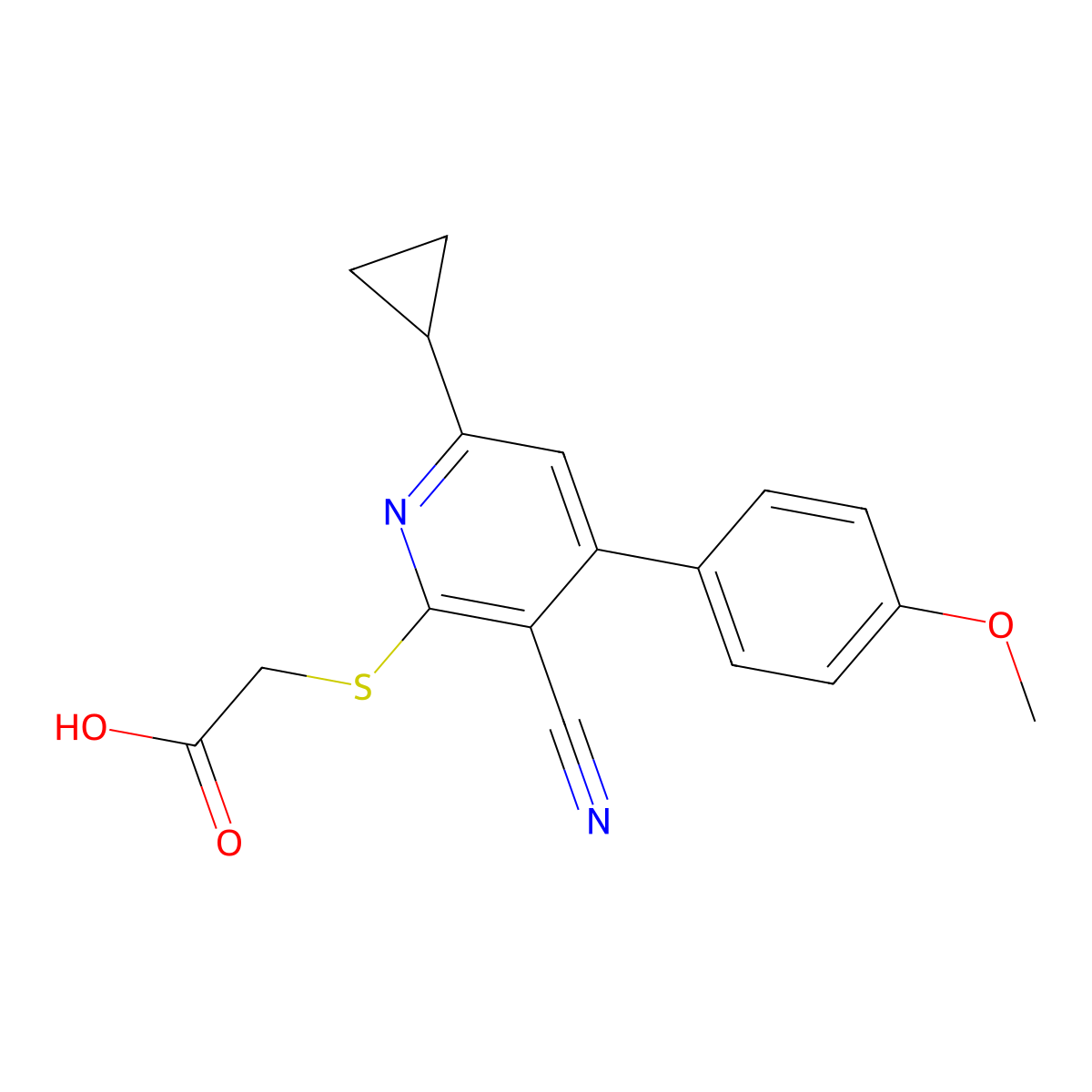 {[3-Cyano-6-cyclopropyl-4-(4-methoxyphenyl)pyridin-2-yl]sulfanyl}acetic acid molecular structure, CAS 313956-66-0