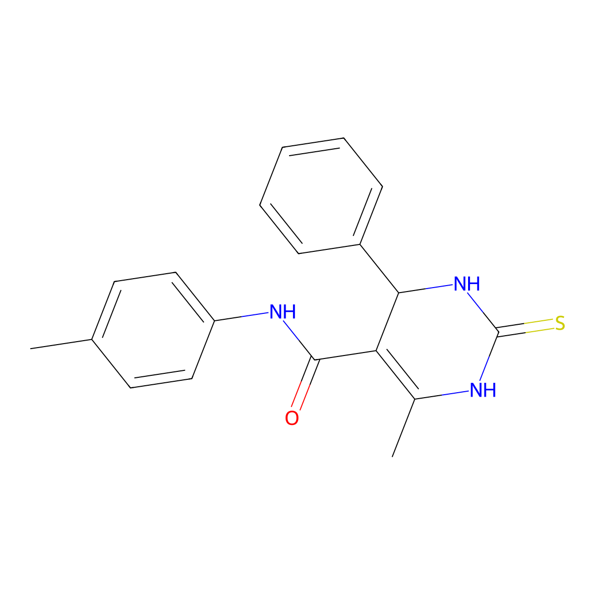6-methyl-4-phenyl-2-thioxo-N-(p-tolyl)-1,2,3,4-tetrahydropyrimidine-5-carboxamide molecular structure, CAS 313956-77-3