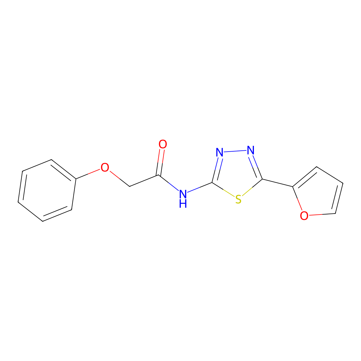 N-[5-(furan-2-yl)-1,3,4-thiadiazol-2-yl]-2-phenoxyacetamide molecular structure, CAS 313957-89-0