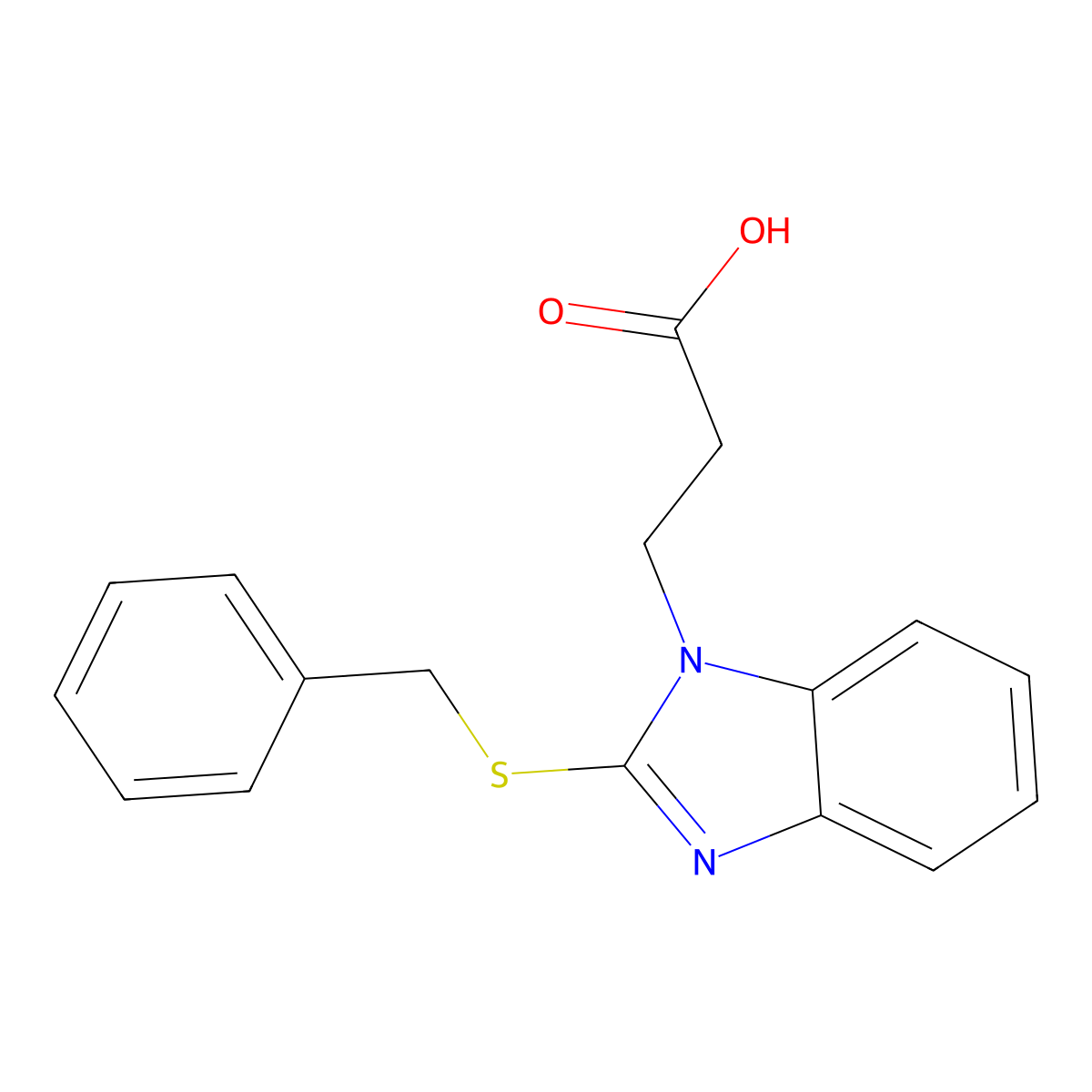 3-[2-(benzylsulfanyl)-1H-benzimidazol-1-yl]propanoic acid molecular structure, CAS 313958-05-3