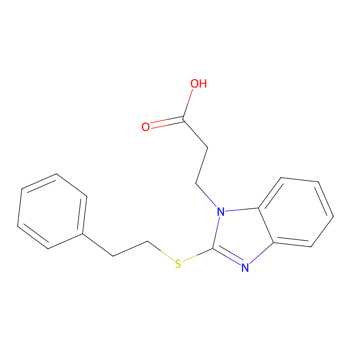 3-(2-Phenethylsulfanyl-benzoimidazol-1-yl)-propionic acid molecular structure, CAS 313958-09-7