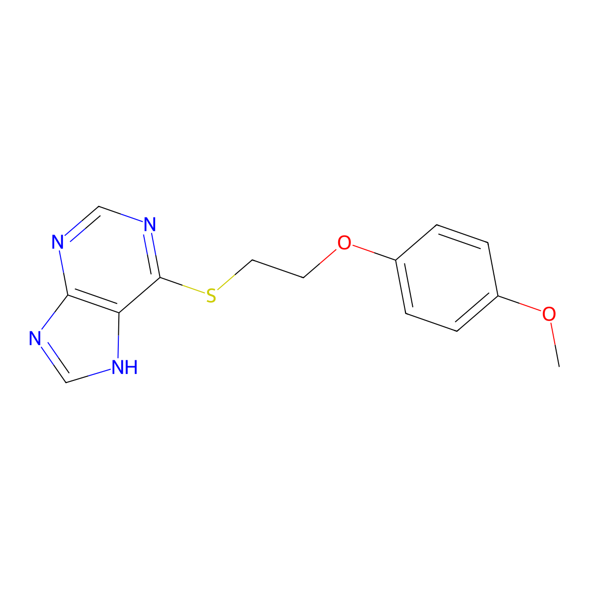 6-[2-(4-methoxyphenoxy)ethylsulfanyl]-7H-purine molecular structure, CAS 313958-16-6