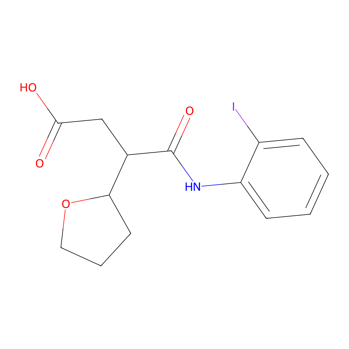 3-[(2-Iodophenyl)carbamoyl]-3-(oxolan-2-yl)propanoic acid molecular structure, CAS 313958-57-5