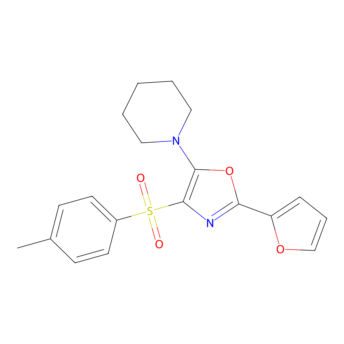 2-(Furan-2-yl)-5-(piperidin-1-yl)-4-tosyloxazole molecular structure, CAS 313958-86-0