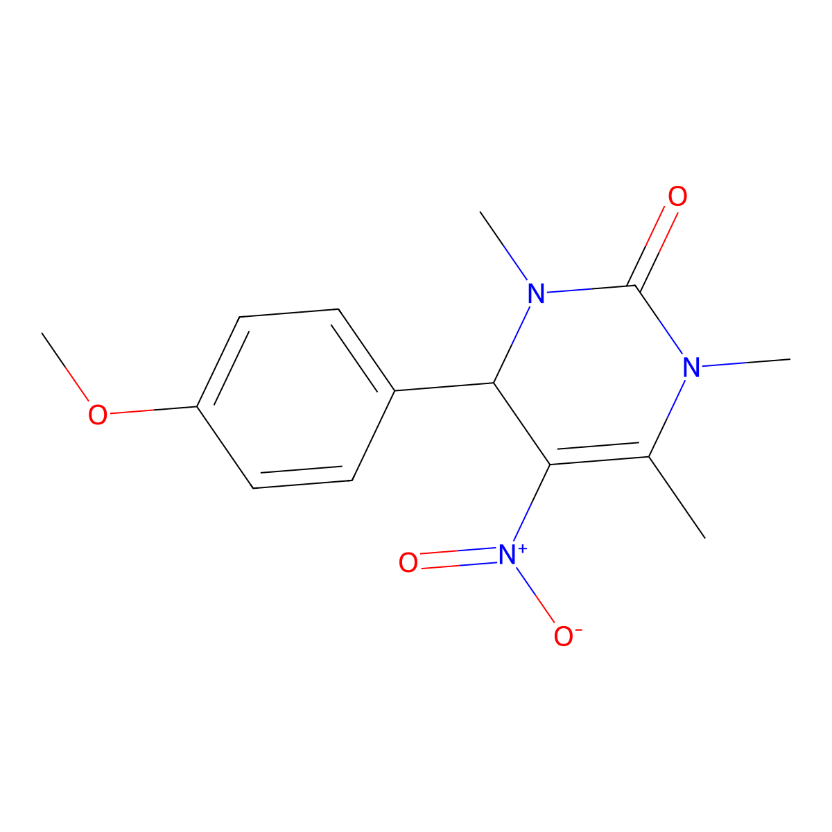 5-nitro-4-(4-methoxyphenyl)-1,3,6-trimethyl-3,4-dihydro-2(1H)-pyrimidinone molecular structure, CAS 313958-94-0