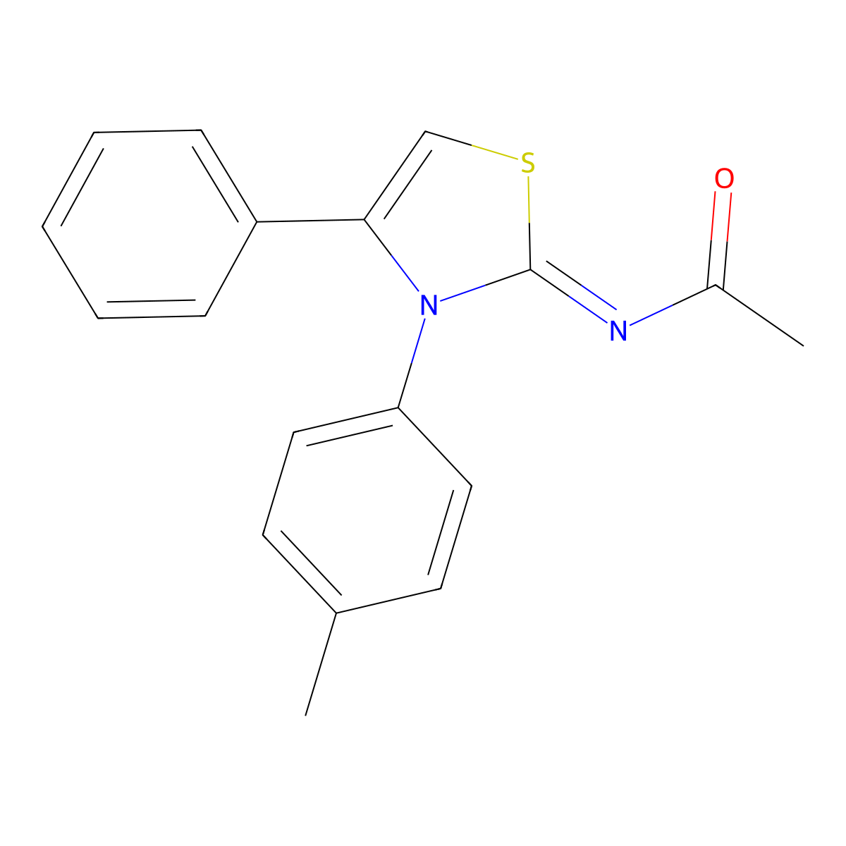 (Z)-N-(4-phenyl-3-(p-tolyl)thiazol-2(3H)-ylidene)acetamide molecular structure, CAS 313959-08-9