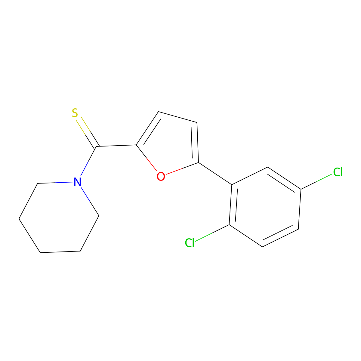 [5-(2,5-Dichloro-phenyl)-furan-2-yl]-piperidin-1-yl-methanethione molecular structure, CAS 313959-65-8