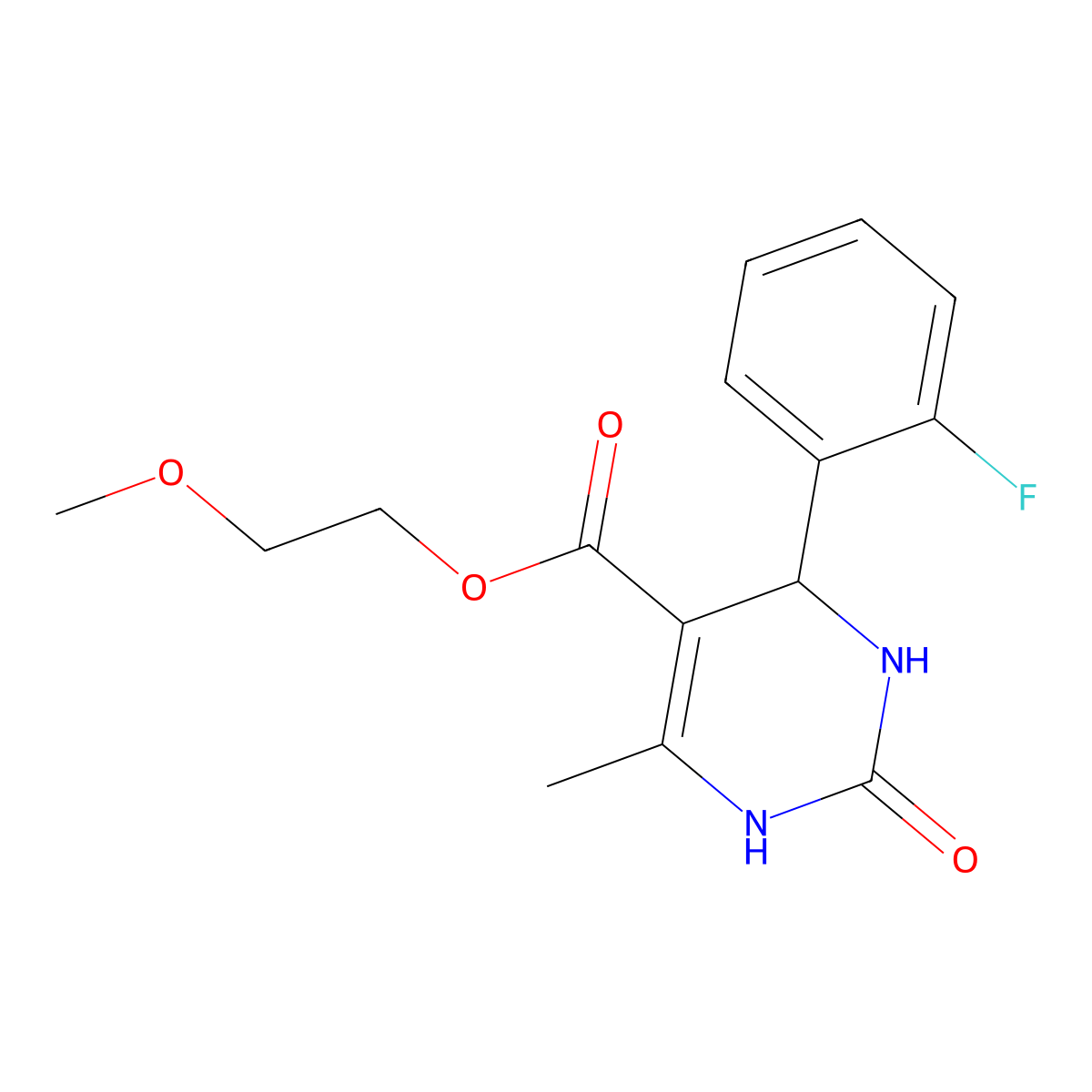2-Methoxyethyl 4-(2-fluorophenyl)-6-methyl-2-oxo-1,2,3,4-tetrahydropyrimidine-5-carboxylate molecular structure, CAS 313959-89-6