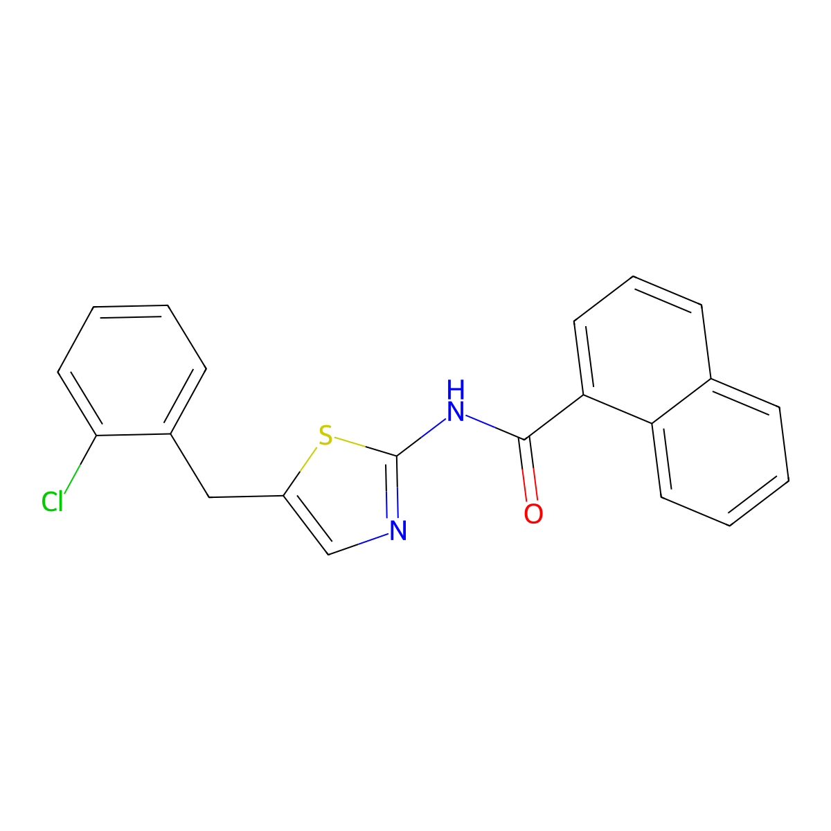 N-[5-[(2-chlorophenyl)methyl]-1,3-thiazol-2-yl]naphthalene-1-carboxamide molecular structure, CAS 313960-04-2