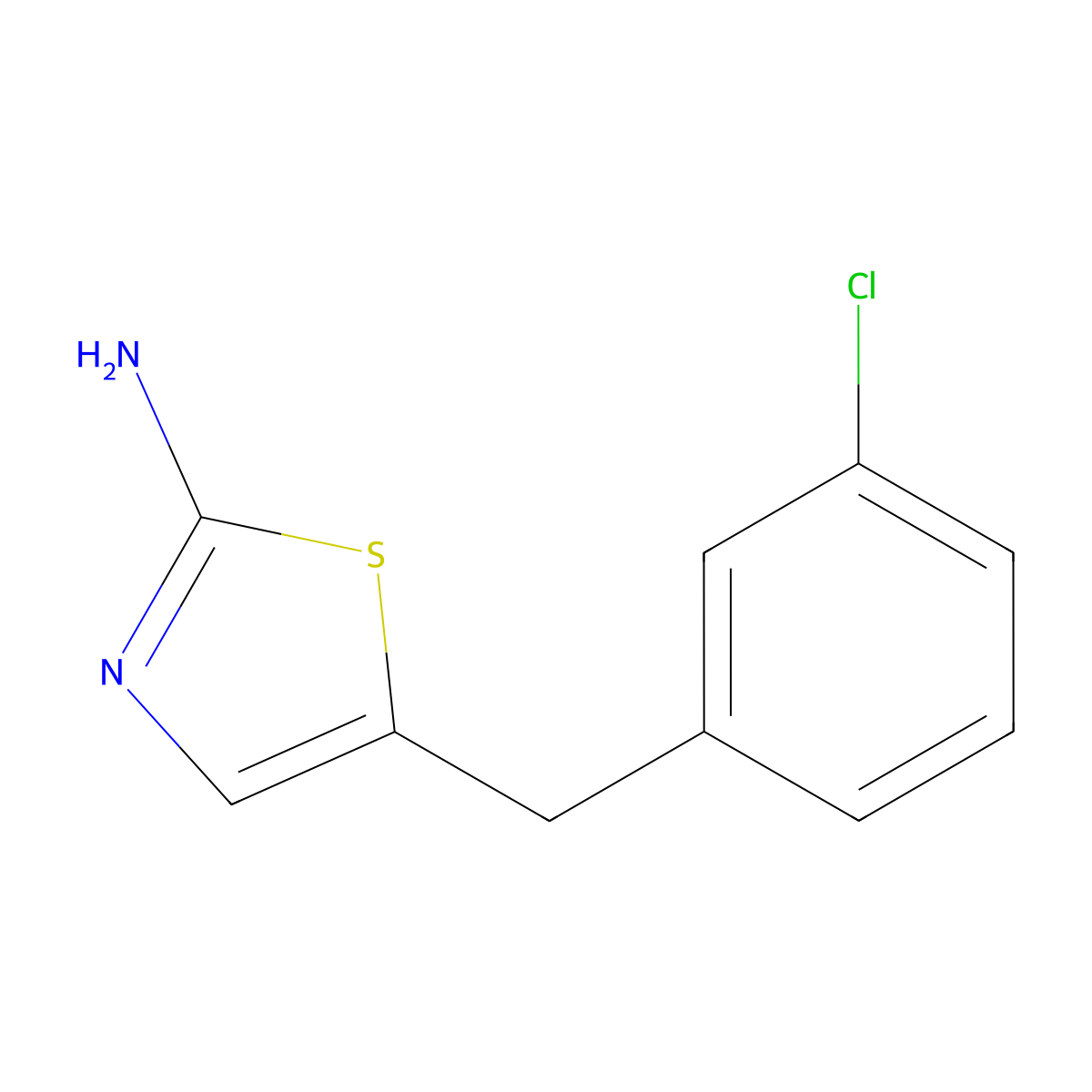 5-[(3-Chlorophenyl)methyl]-1,3-thiazol-2-amine molecular structure, CAS 313960-06-4