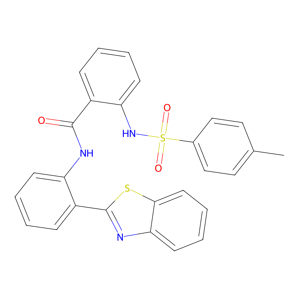 N-[2-(1,3-benzothiazol-2-yl)phenyl]-2-[(4-methylphenyl)sulfonylamino]benzamide molecular structure, CAS 313960-35-9