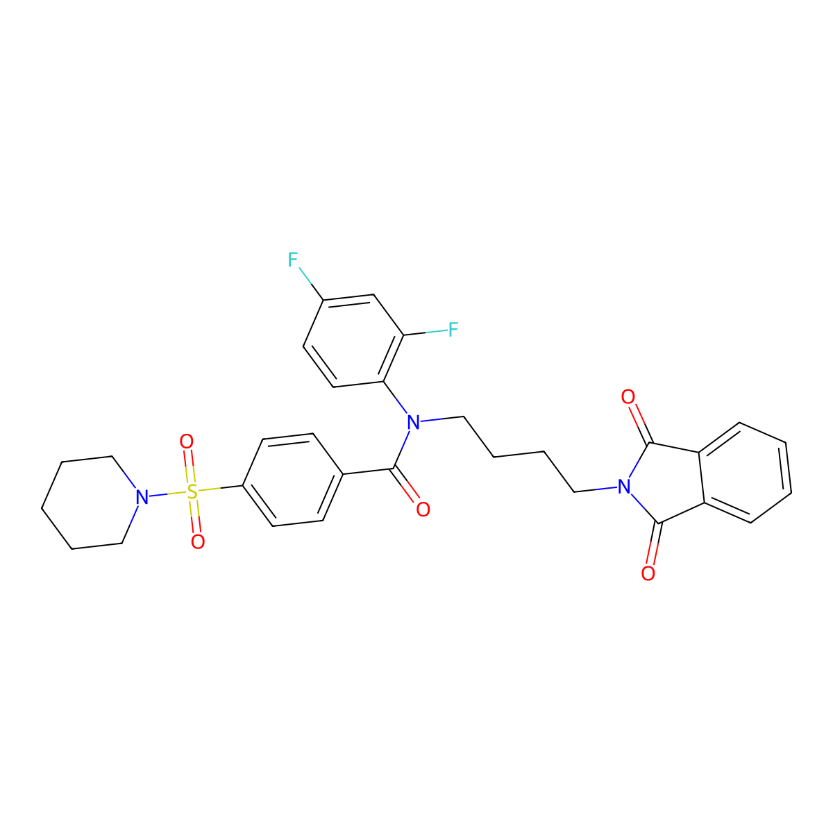 N-(2,4-difluorophenyl)-N-[4-(1,3-dioxoisoindol-2-yl)butyl]-4-piperidin-1-ylsulfonylbenzamide molecular structure, CAS 313960-42-8