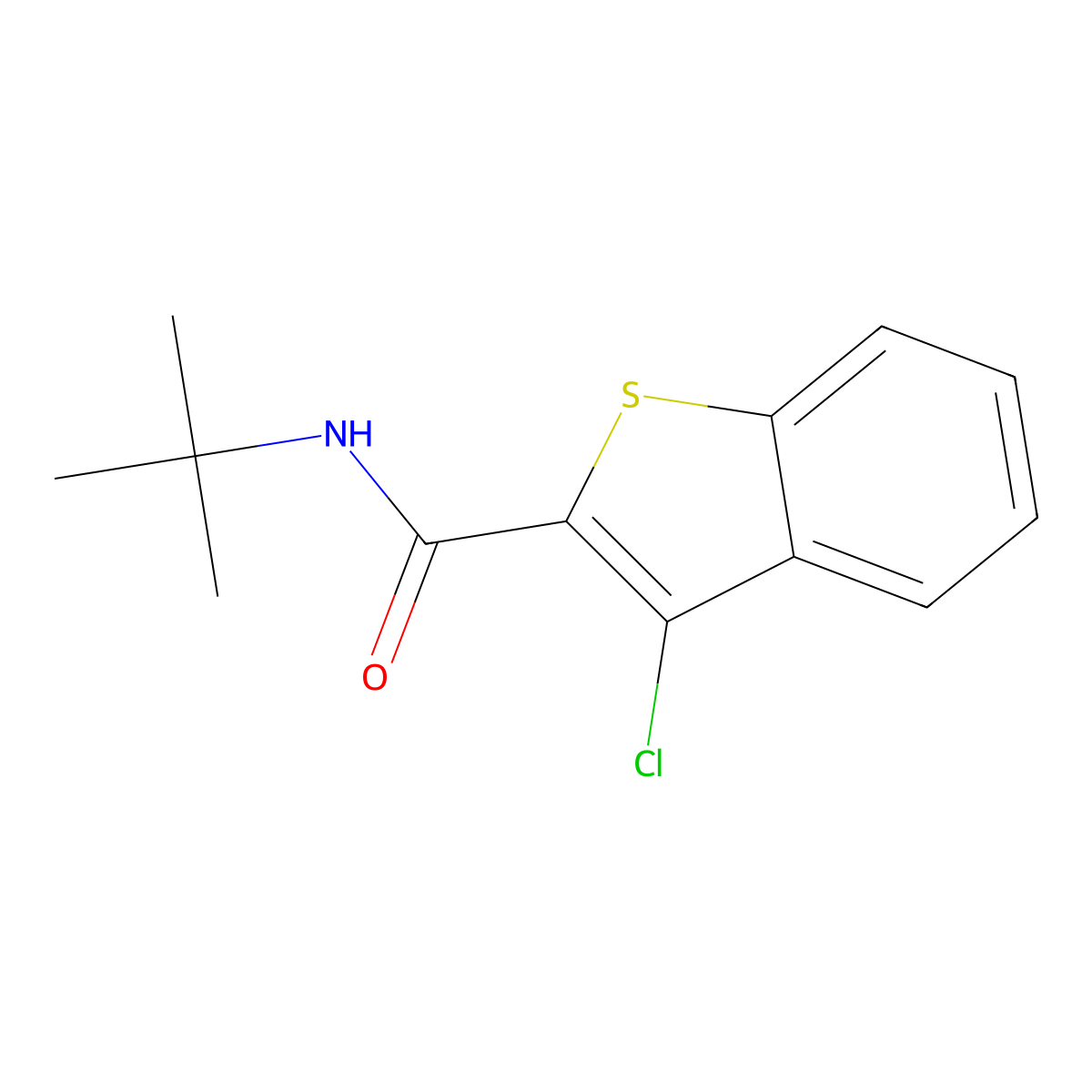 N-tert-butyl-3-chloro-1-benzothiophene-2-carboxamide molecular structure, CAS 313960-52-0