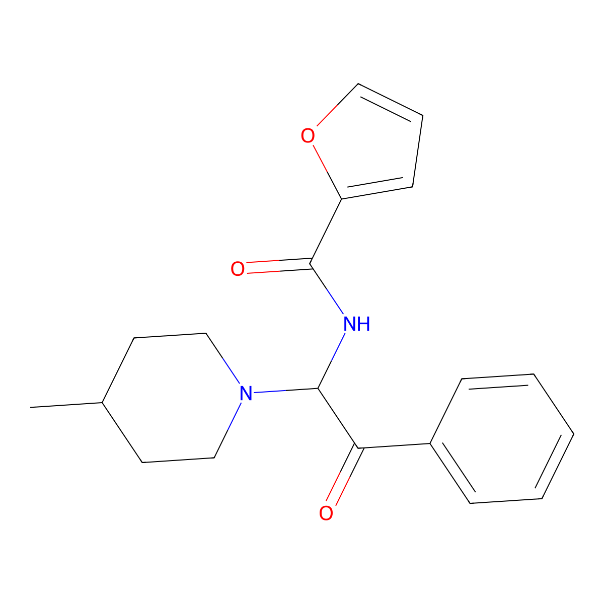 N-[1-(4-methylpiperidin-1-yl)-2-oxo-2-phenylethyl]furan-2-carboxamide molecular structure, CAS 313960-56-4