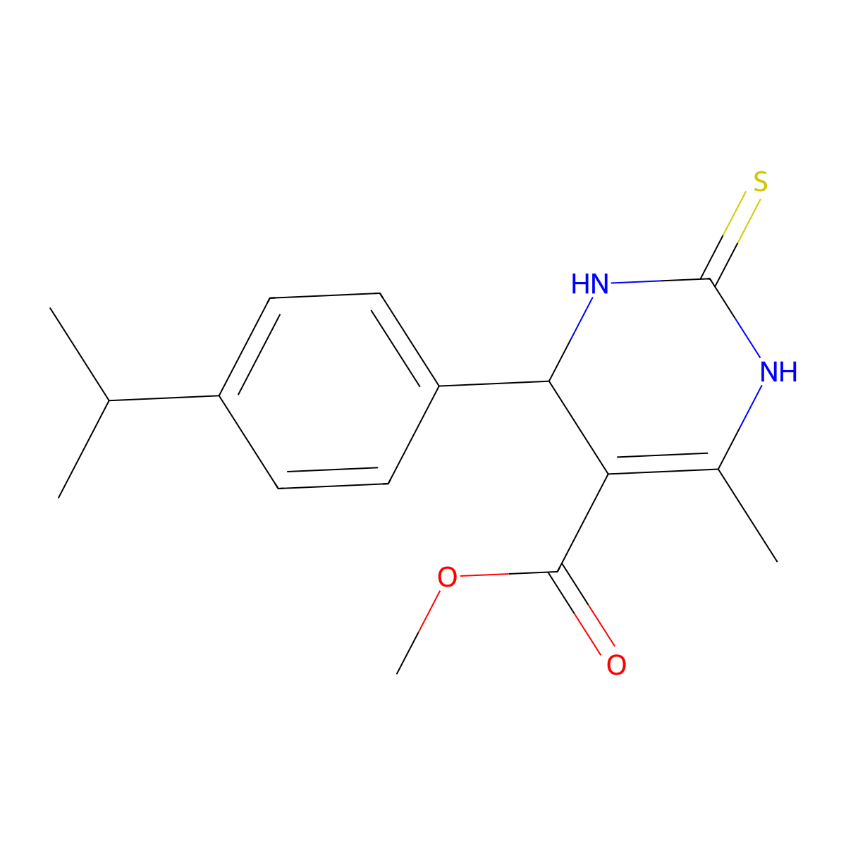 Methyl 6-methyl-2-(4-(isopropyl)phenyl)-4-thioxo-2H,3H,5H-3,5-diazinecarboxylate molecular structure, CAS 313960-57-5