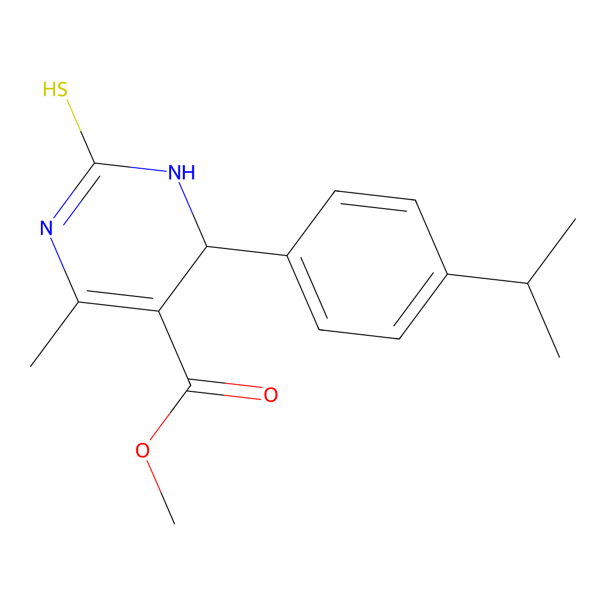 Methyl 6-methyl-2-(4-(isopropyl)phenyl)-4-thioxo-2H,3H,5H-3,5-diazinecarboxylate molecular structure, CAS 313960-57-5
