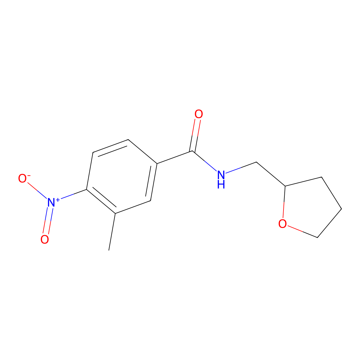 3-methyl-4-nitro-N-(oxolan-2-ylmethyl)benzamide molecular structure, CAS 313960-79-1