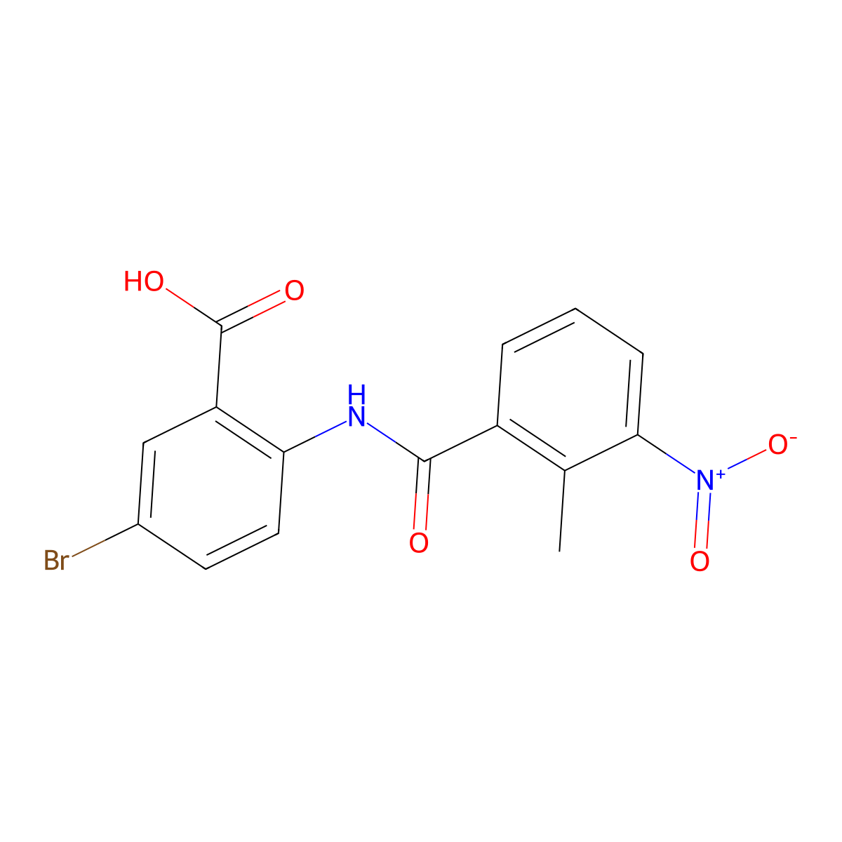 5-Bromo-2-({3-nitro-2-methylbenzoyl}amino)benzoic acid molecular structure, CAS 313960-85-9