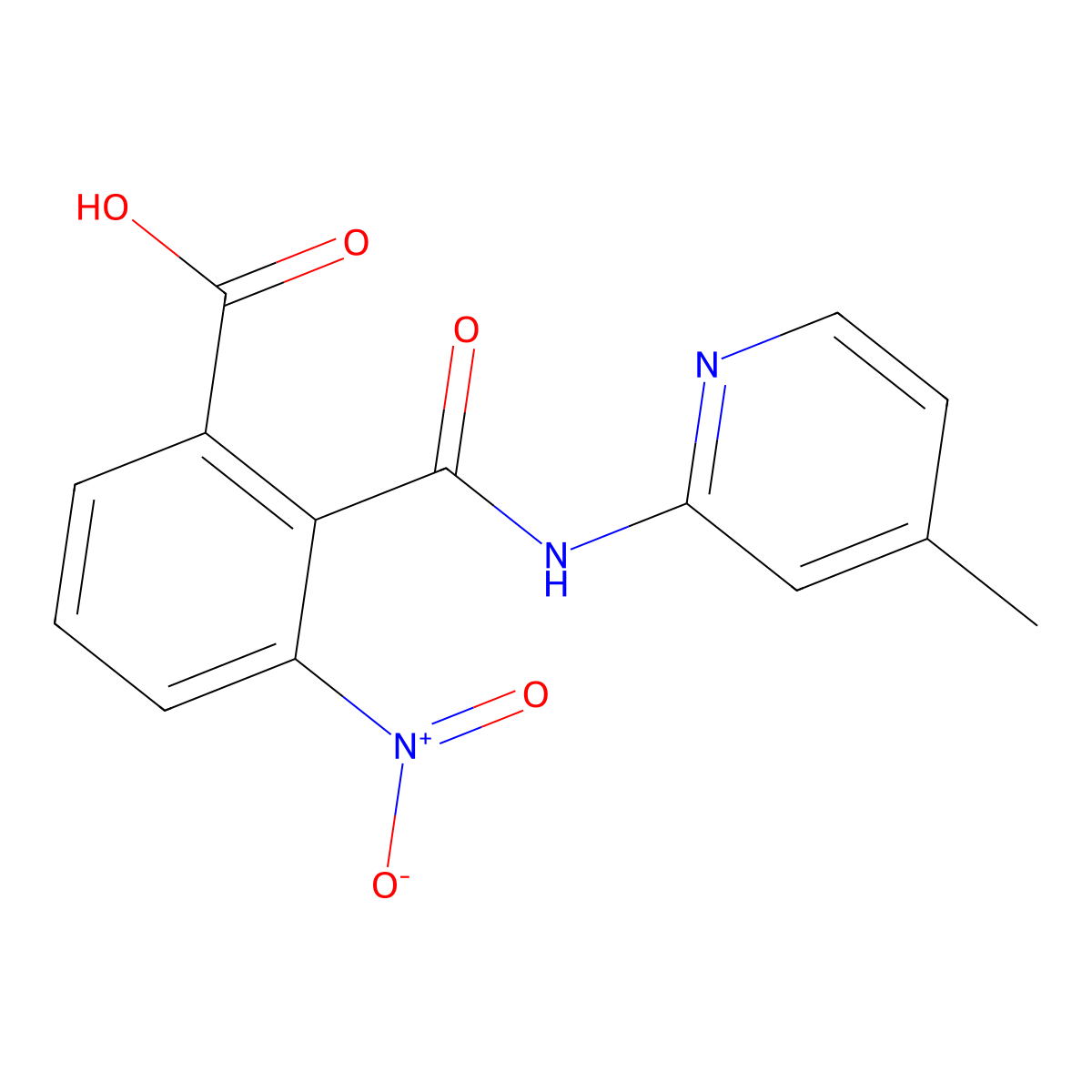 2-[(4-Methylpyridin-2-yl)carbamoyl]-3-nitrobenzoic acid molecular structure, CAS 313960-88-2