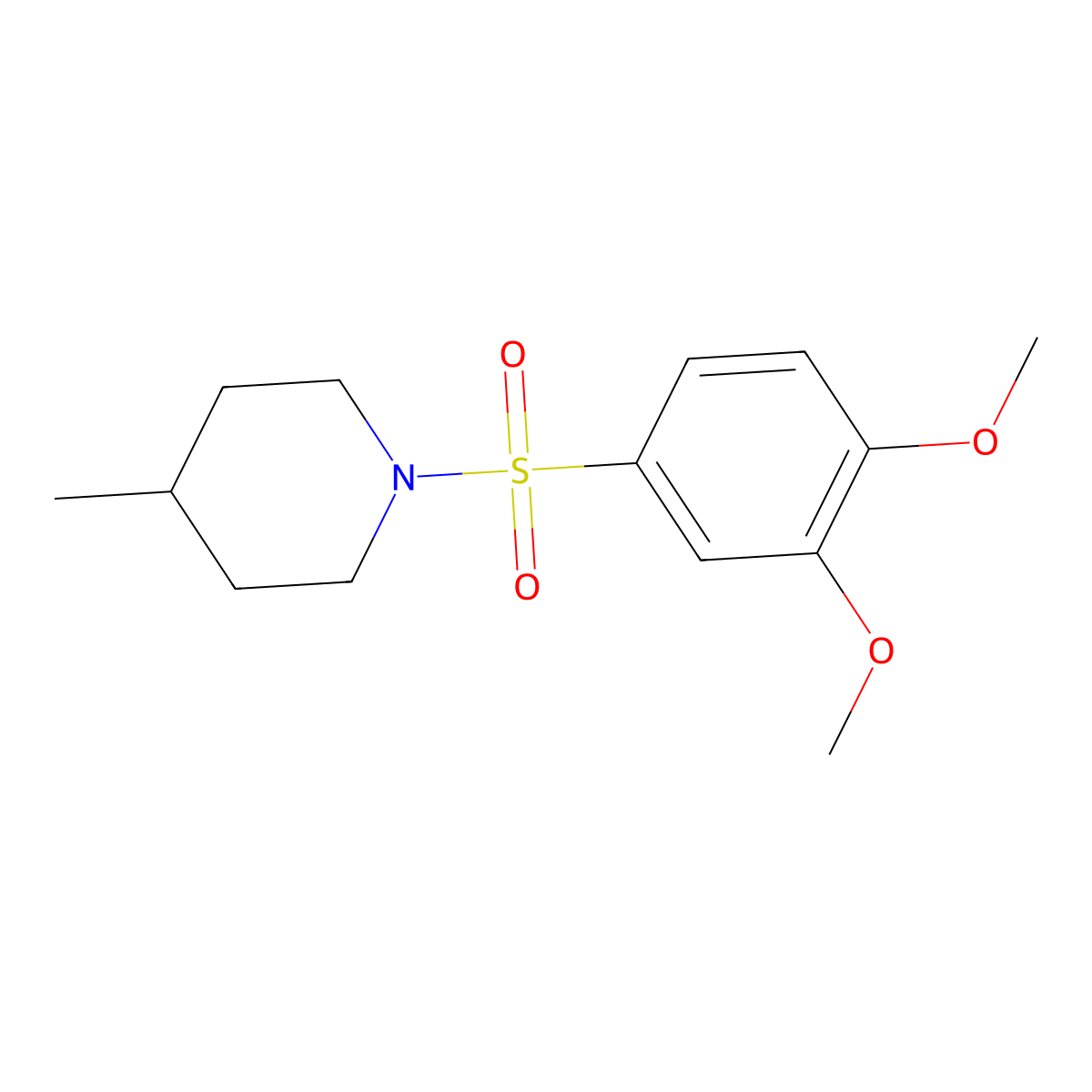 1-[(3,4-Dimethoxyphenyl)sulfonyl]-4-methylpiperidine molecular structure, CAS 313960-96-2