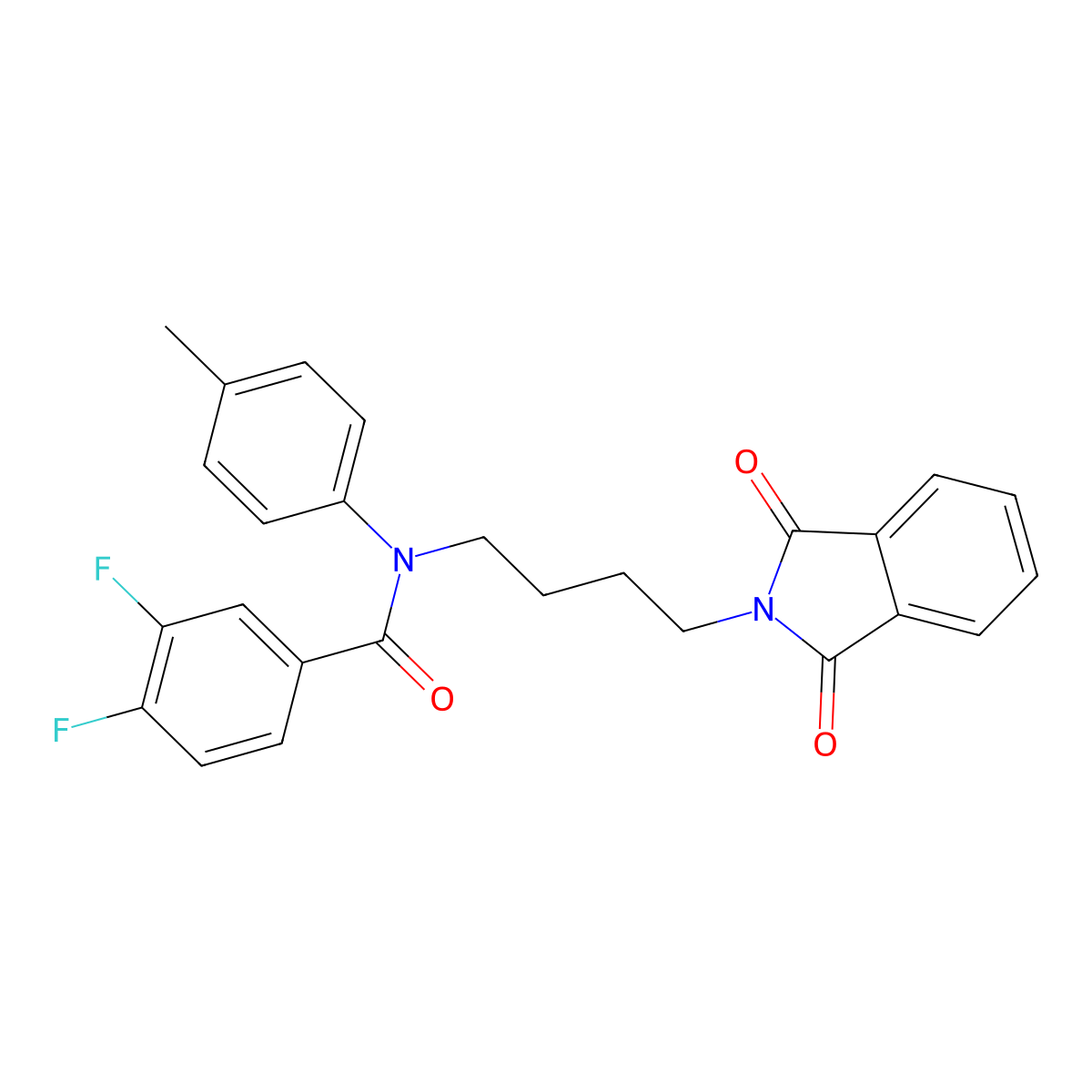 N-[4-(1,3-dioxoisoindol-2-yl)butyl]-3,4-difluoro-N-(4-methylphenyl)benzamide molecular structure, CAS 313961-13-6