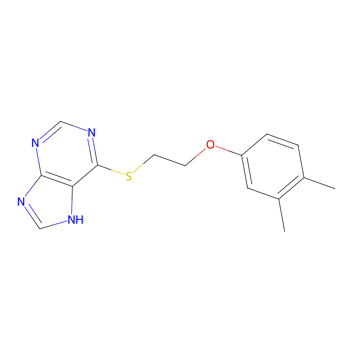 6-{[2-(3,4-dimethylphenoxy)ethyl]sulfanyl}-9H-purine molecular structure, CAS 313961-23-8