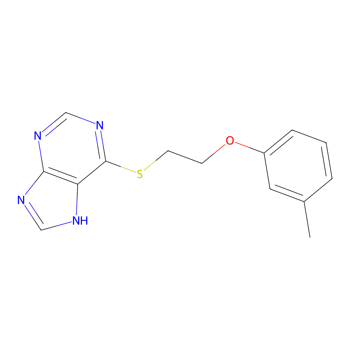 6-(2-m-Tolyloxy-ethylsulfanyl)-9H-purine molecular structure, CAS 313961-24-9