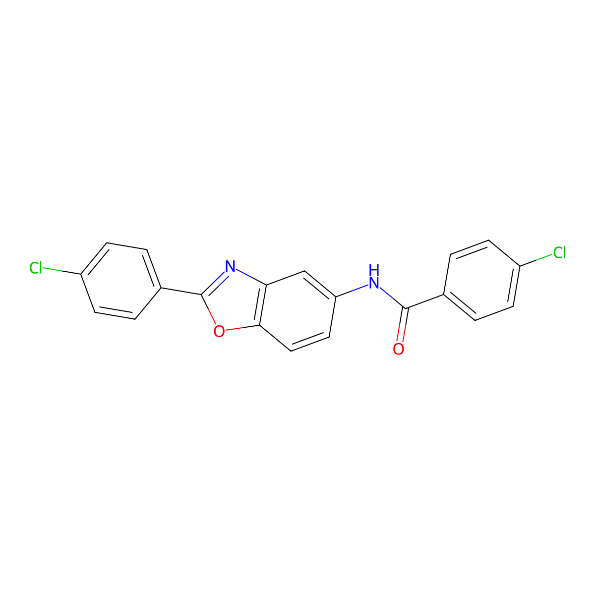 4-chloro-N-[2-(4-chlorophenyl)-1,3-benzoxazol-5-yl]benzamide molecular structure, CAS 313961-84-1