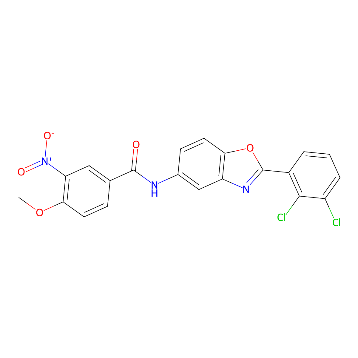 N-[2-(2,3-dichlorophenyl)-1,3-benzoxazol-5-yl]-4-methoxy-3-nitrobenzamide molecular structure, CAS 313961-98-7