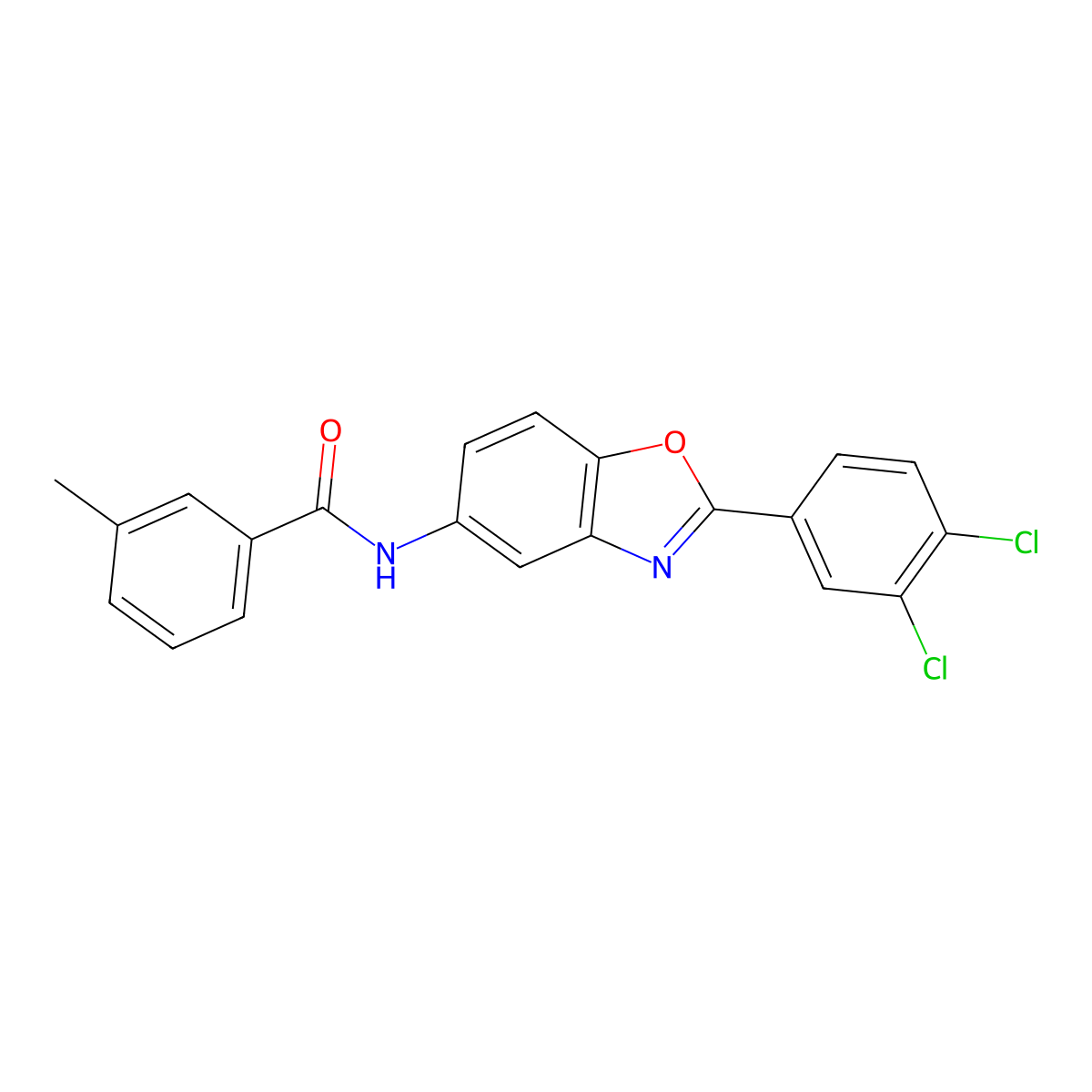 N-[2-(3,4-dichlorophenyl)-1,3-benzoxazol-5-yl]-3-methylbenzamide molecular structure, CAS 313962-02-6