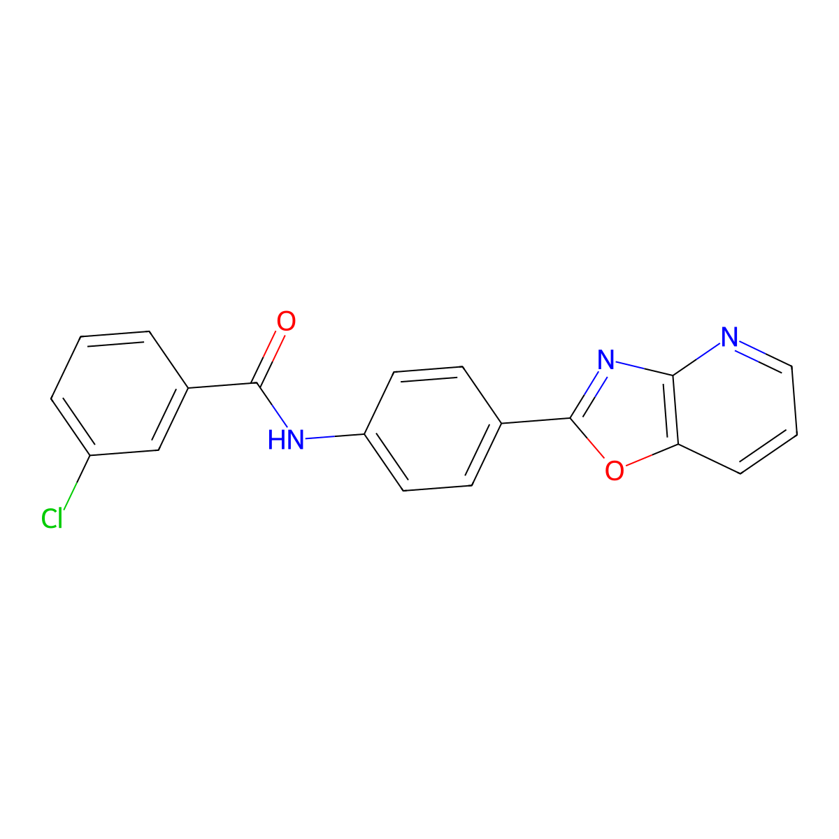 3-chloro-N-[4-([1,3]oxazolo[4,5-b]pyridin-2-yl)phenyl]benzamide molecular structure, CAS 313962-11-7