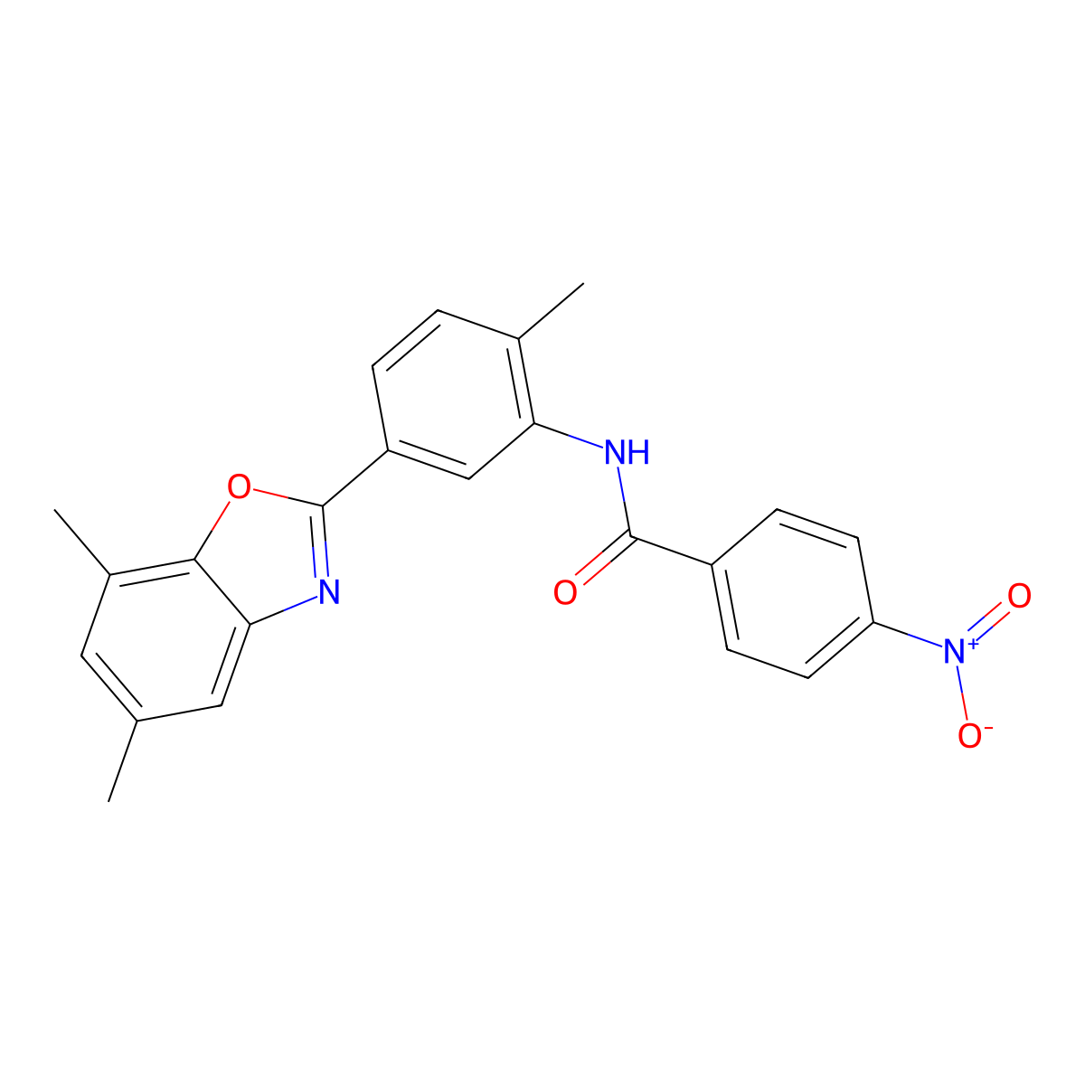 N-[5-(5,7-dimethyl-1,3-benzoxazol-2-yl)-2-methylphenyl]-4-nitrobenzamide molecular structure, CAS 313962-29-7