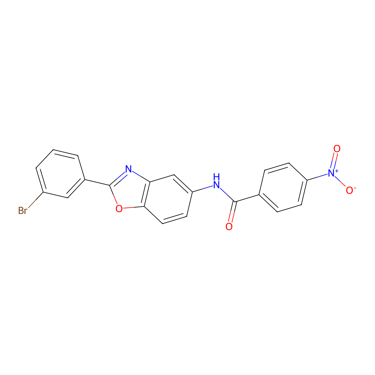 N-[2-(3-bromophenyl)-1,3-benzoxazol-5-yl]-4-nitrobenzamide molecular structure, CAS 313962-33-3