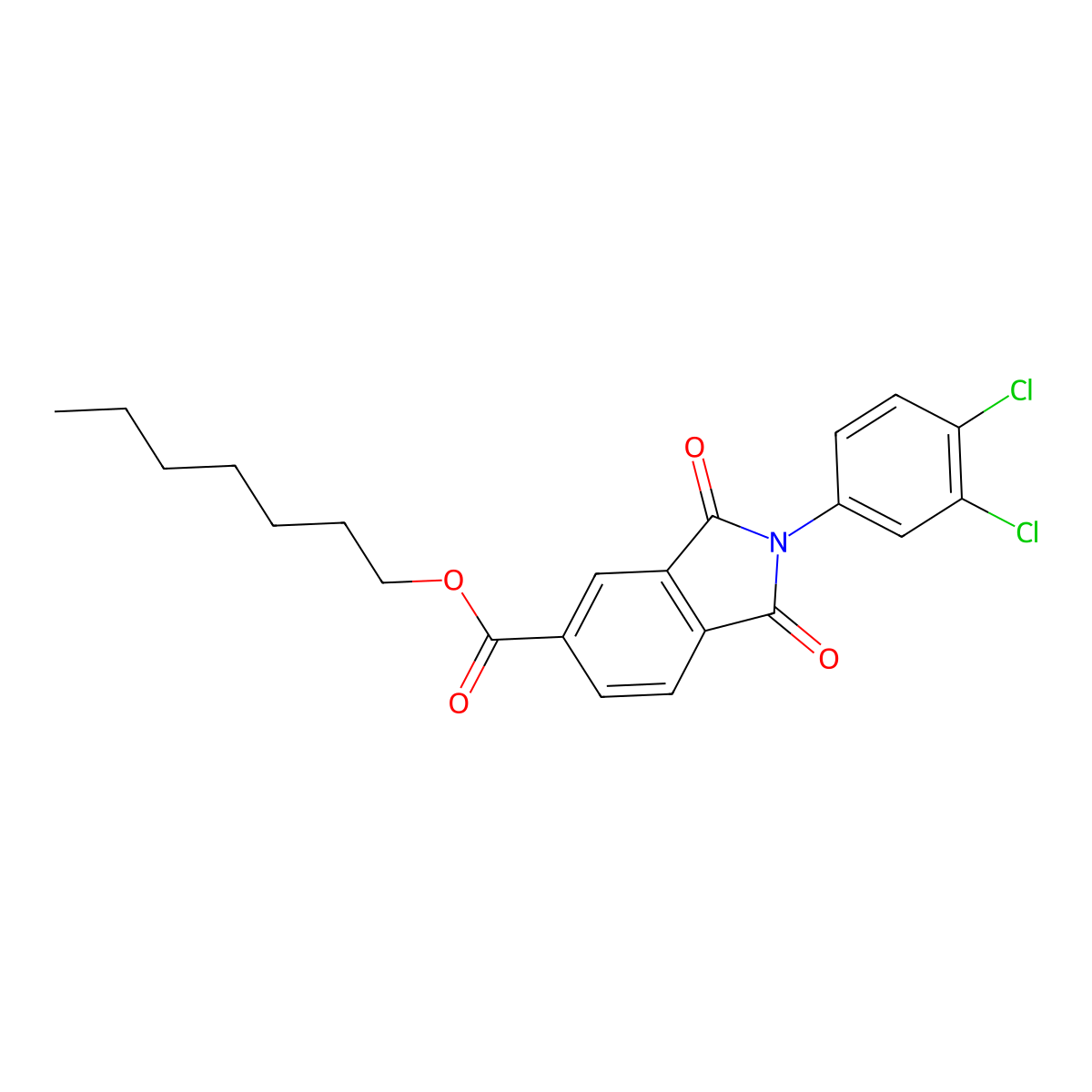 Heptyl 2-(3,4-dichlorophenyl)-1,3-dioxo-5-isoindolinecarboxylate molecular structure, CAS 313962-63-9