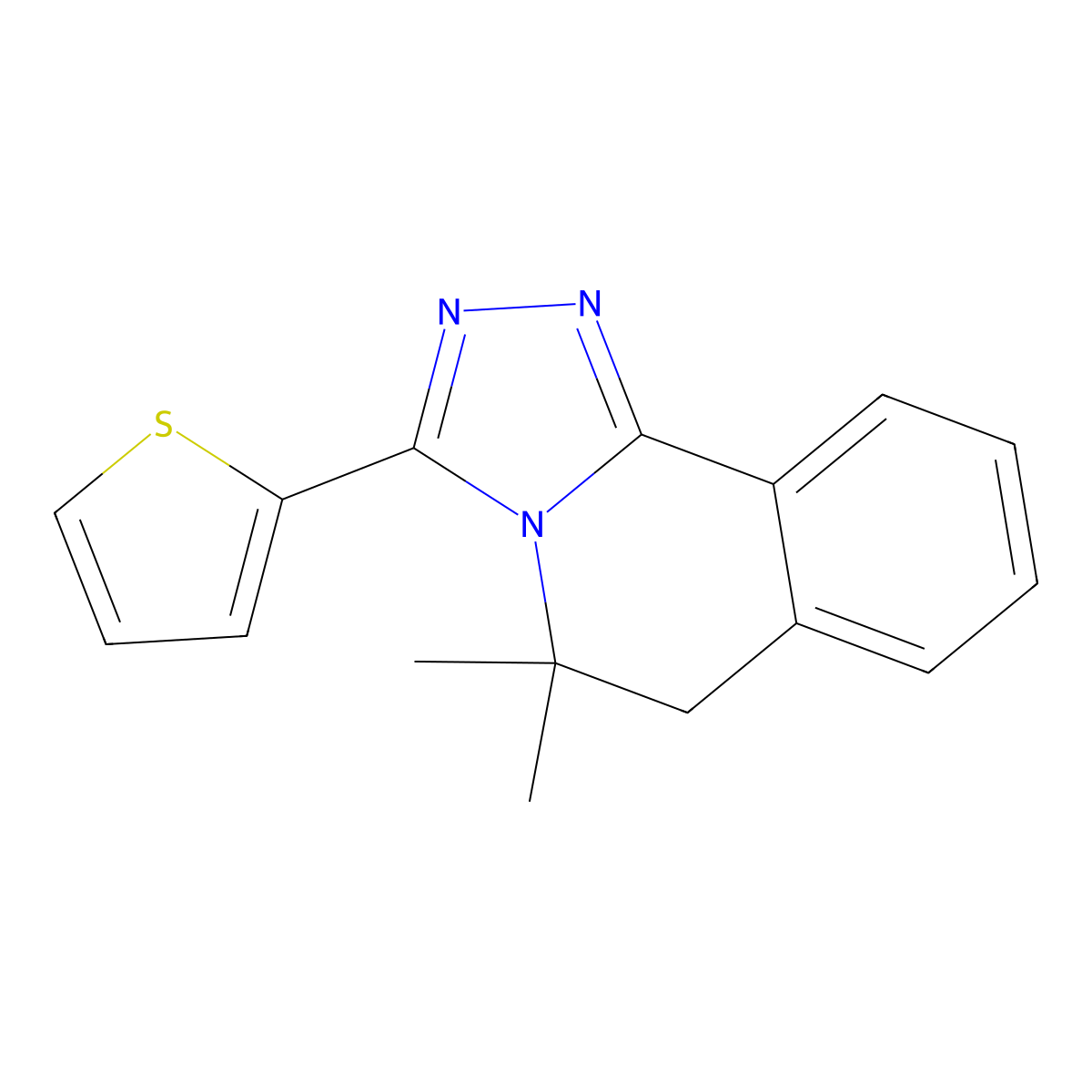 5,5-dimethyl-3-thiophen-2-yl-6H-[1,2,4]triazolo[3,4-a]isoquinoline molecular structure, CAS 313963-05-2