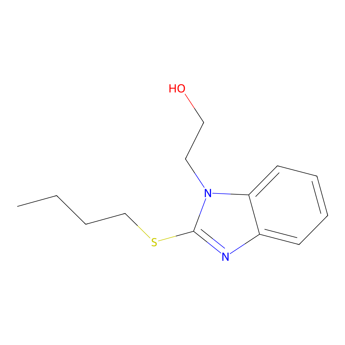 2-(2-Butylsulfanylbenzimidazol-1-yl)ethanol molecular structure, CAS 313964-30-6