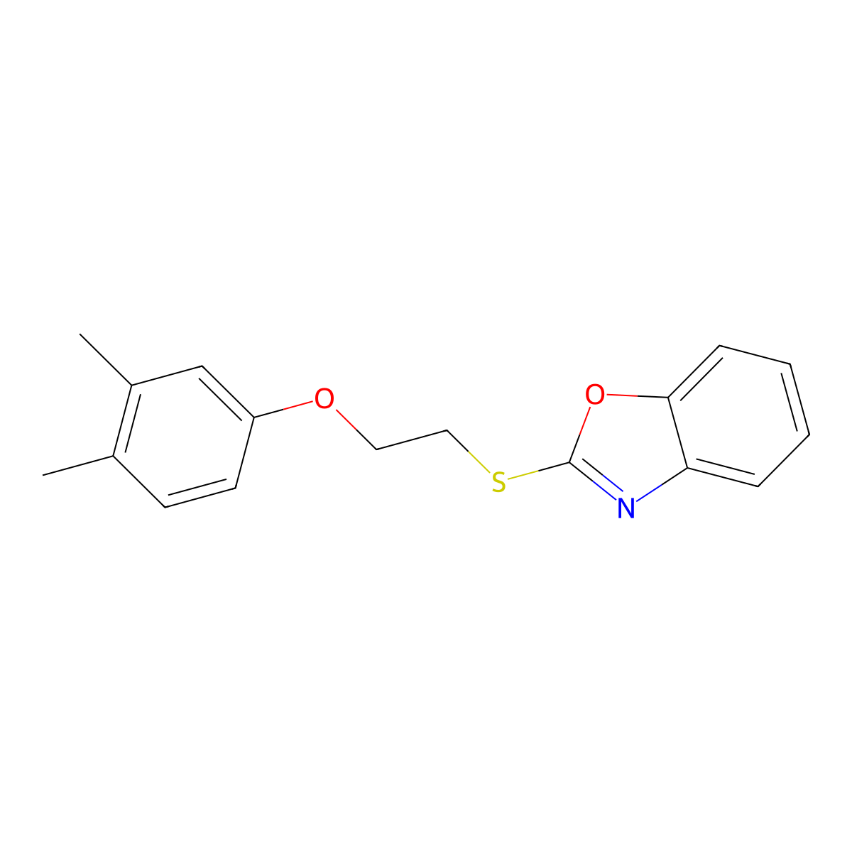 2-[2-(3,4-Dimethylphenoxy)ethylsulfanyl]-1,3-benzoxazole molecular structure, CAS 313964-33-9