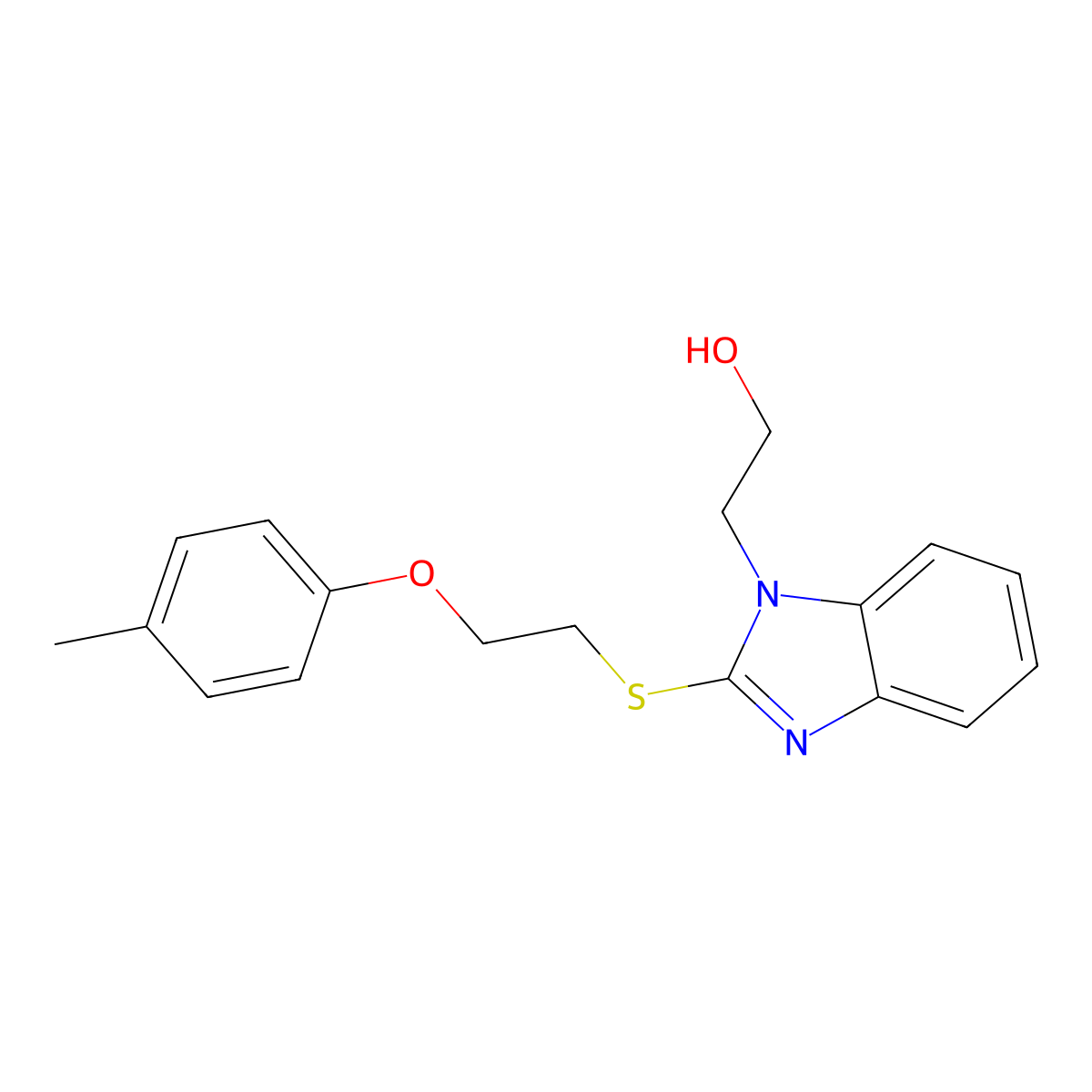 2-[2-[2-(4-Methylphenoxy)ethylsulfanyl]benzimidazol-1-yl]ethanol molecular structure, CAS 313964-37-3