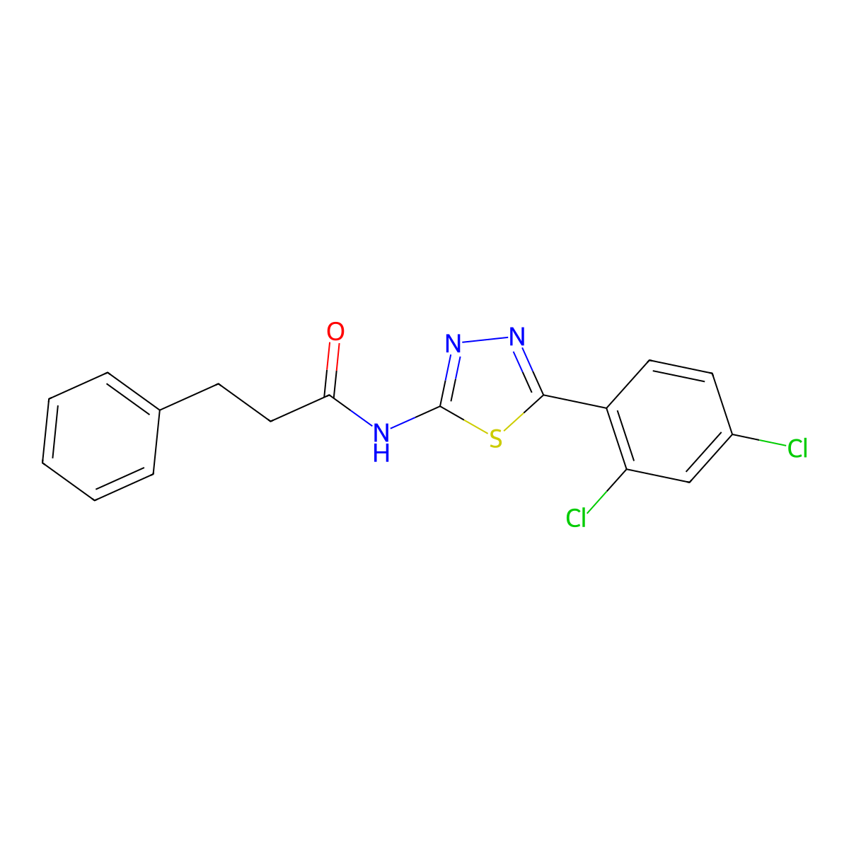 N-[5-(2,4-dichlorophenyl)-1,3,4-thiadiazol-2-yl]-3-phenylpropanamide molecular structure, CAS 313964-89-5