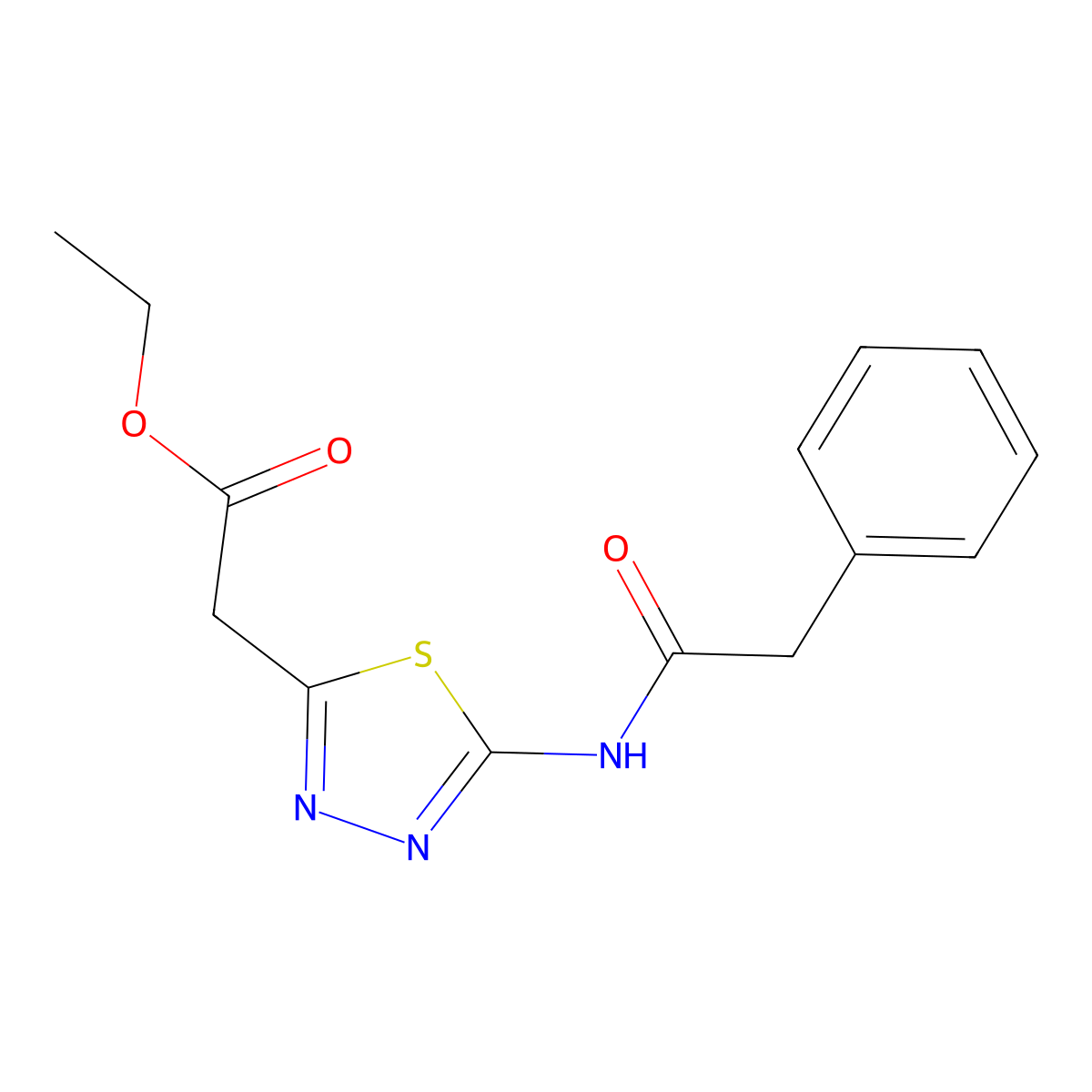Ethyl 2-[5-[(2-phenylacetyl)amino]-1,3,4-thiadiazol-2-yl]acetate molecular structure, CAS 313965-05-8