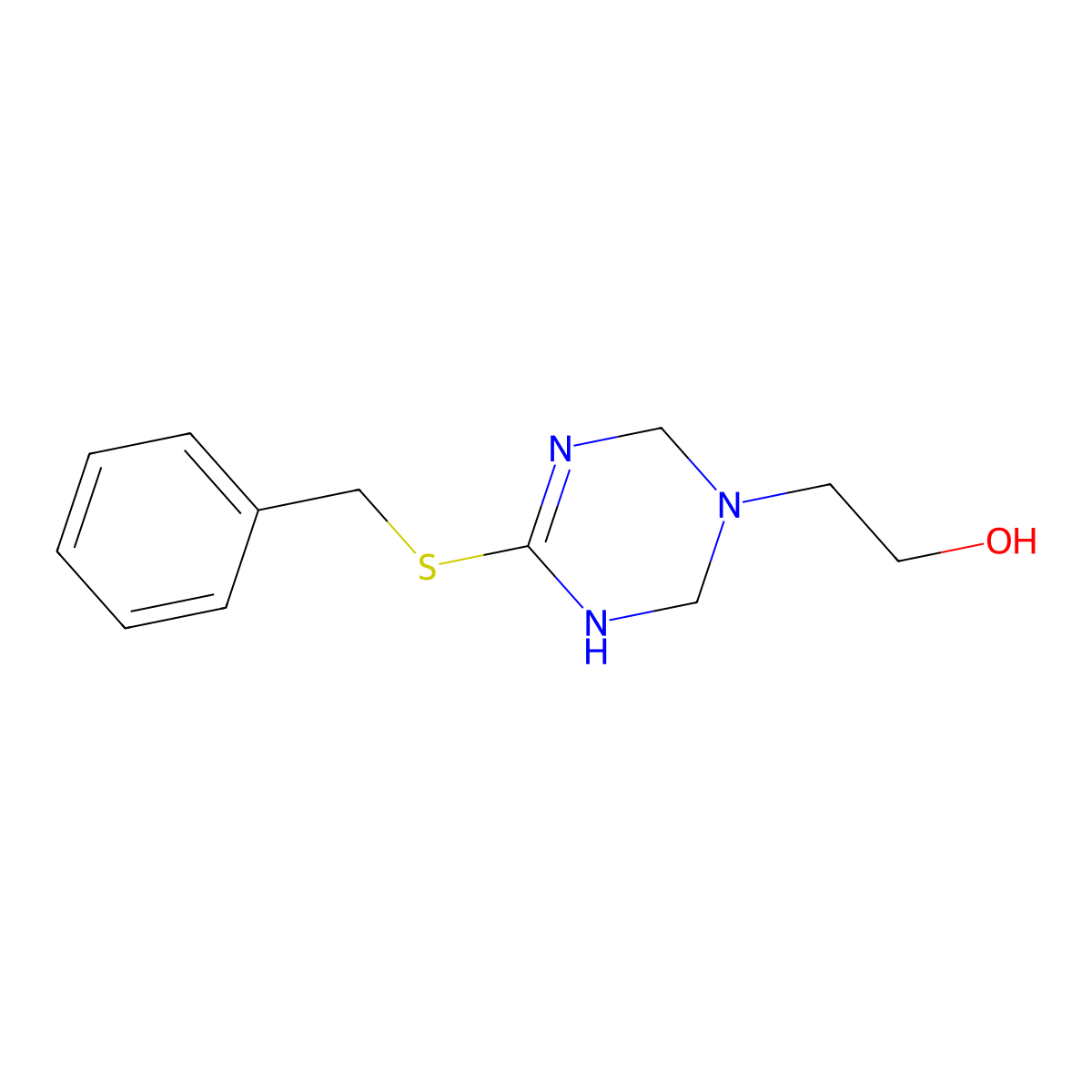 2-[4-(Benzylsulfanyl)-1,2,3,6-tetrahydro-1,3,5-triazin-1-yl]ethan-1-ol molecular structure, CAS 313965-63-8