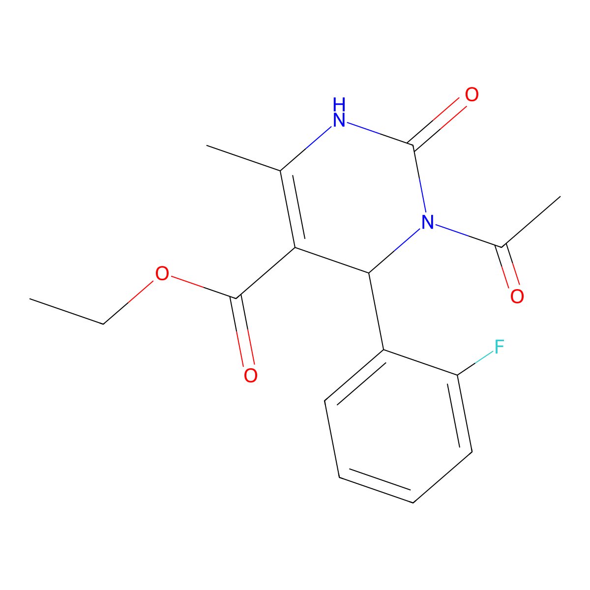 Ethyl 3-acetyl-4-(2-fluorophenyl)-6-methyl-2-oxo-1,2,3,4-tetrahydropyrimidine-5-carboxylate molecular structure, CAS 313965-76-3
