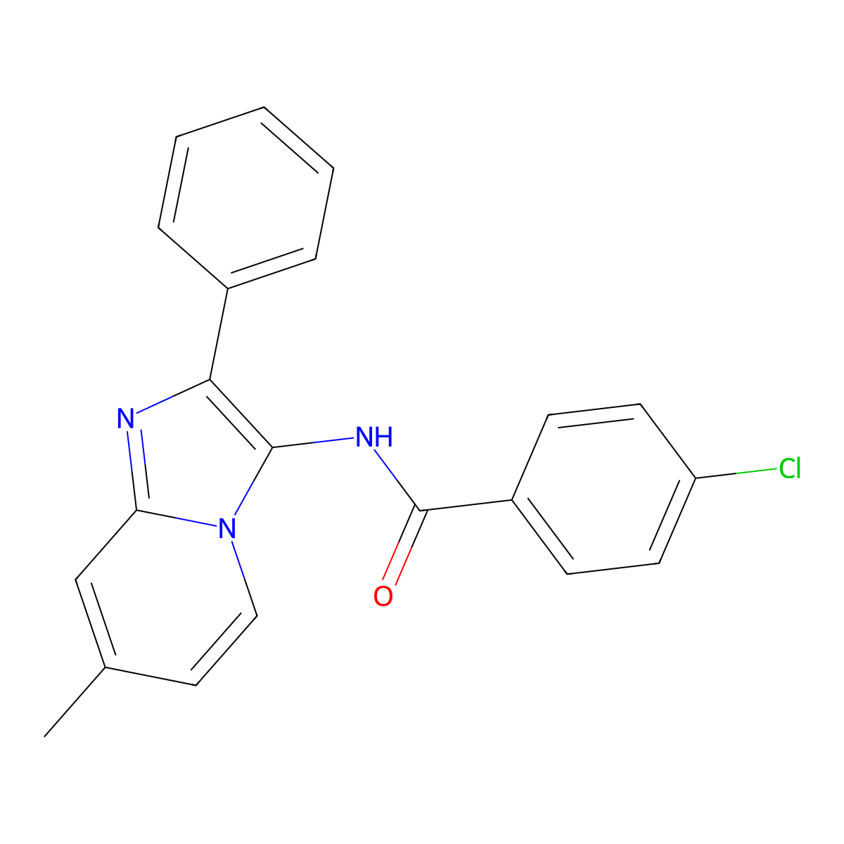 4-chloro-N-(7-methyl-2-phenylimidazo[1,2-a]pyridin-3-yl)benzamide molecular structure, CAS 313965-93-4