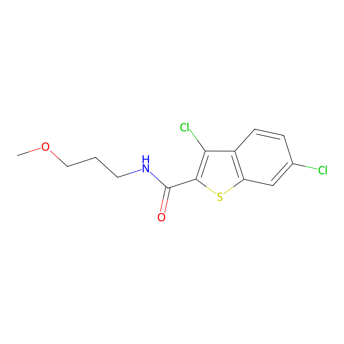 3,6-dichloro-N-(3-methoxypropyl)-1-benzothiophene-2-carboxamide molecular structure, CAS 313966-04-0