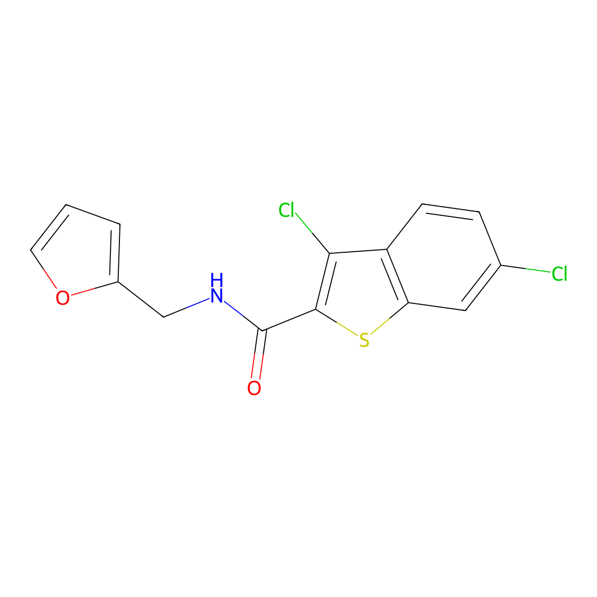 3,6-dichloro-N-(furan-2-ylmethyl)-1-benzothiophene-2-carboxamide molecular structure, CAS 313966-08-4
