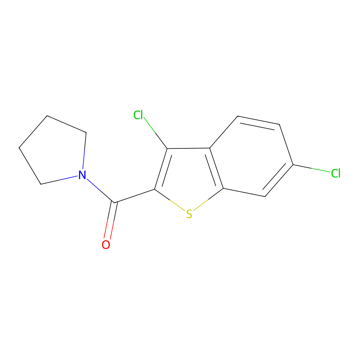 3,6-Dichlorobenzo[b]thiophen-2-yl pyrrolidinyl ketone molecular structure, CAS 313966-09-5