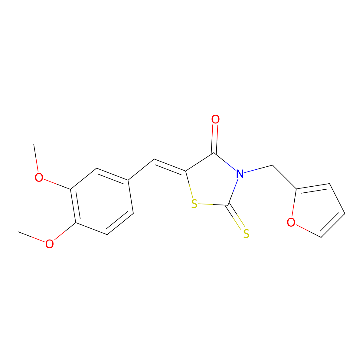 5-[(3,4-Dimethoxyphenyl)methylene]-3-(2-furanylmethyl)-2-thioxo-4-thiazolidinone molecular structure, CAS 313966-22-2