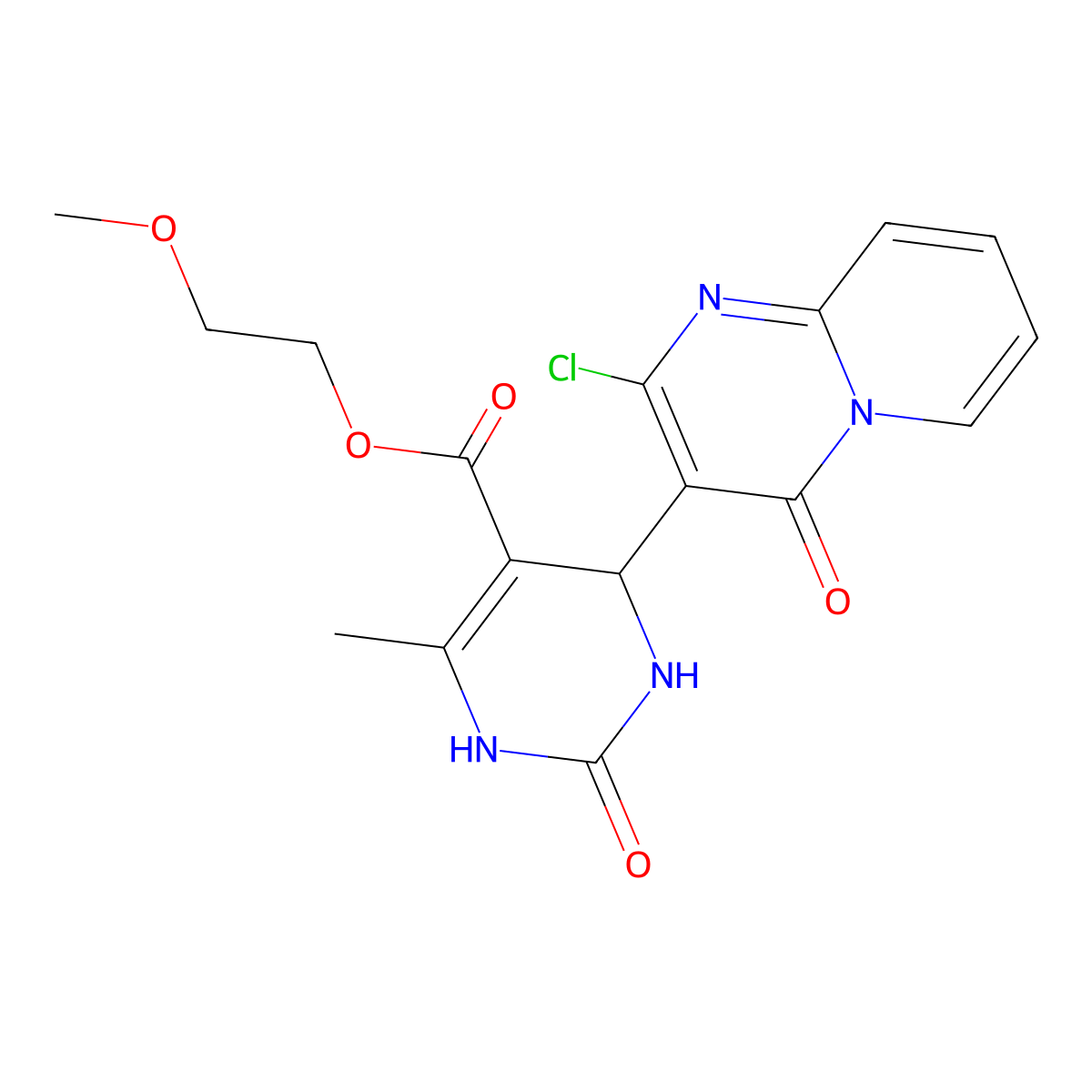 2-methoxyethyl 4-(2-chloro-4-oxo-4H-pyrido[1,2-a]pyrimidin-3-yl)-6-methyl-2-oxo-1,2,3,4-tetrahydropyrimidine-5-carboxylate molecular structure, CAS 313966-44-8