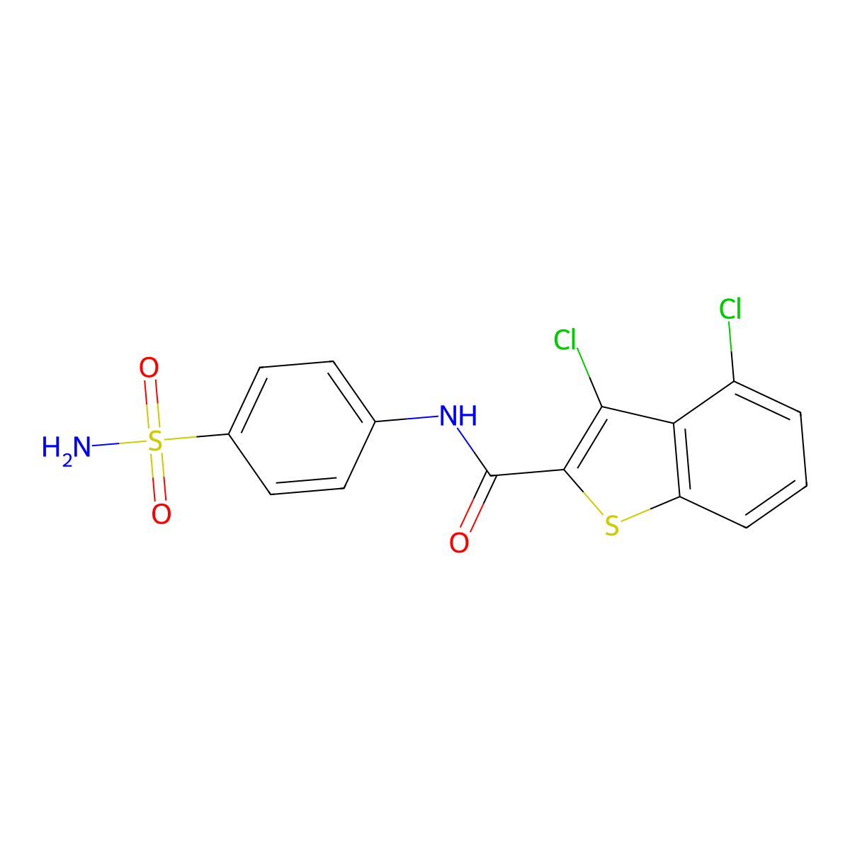 3,4-dichloro-N-(4-sulfamoylphenyl)-1-benzothiophene-2-carboxamide molecular structure, CAS 313966-54-0